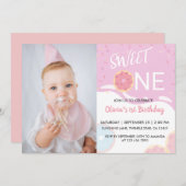 Invitation Bébé Sprinkle Rose Douce Fille 1er Anniversaire (Devant / Derrière)