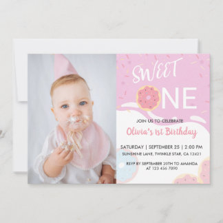 Invitation Bébé Sprinkle Rose Douce Fille 1er Anniversaire