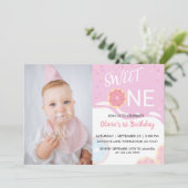 Invitation Bébé Sprinkle Rose Douce Première Fille 1er Annive (Debout devant)