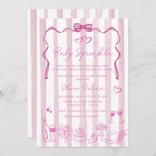 Invitation Bébé Sprinkle Whimsical main tiré Baby shower (Devant / Derrière)