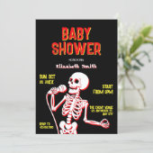 Invitation Bébé squelette crâne showering (Debout devant)