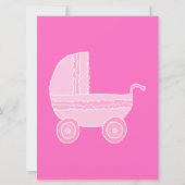 Invitation Bébé Stroller. Rose clair et rose vif. (Dos)
