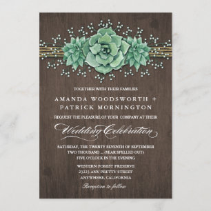 Invitation Bébé Succulent Respiration Mariage rustique Invita