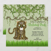Invitation Bébé sucré et sucré Cheetah Vine l'anniversaire de (Devant / Derrière)