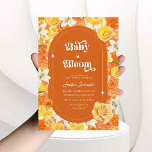 Invitation Bébé super en fleur   Baby shower floral rétro