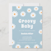 Invitation Bébé super Garçon Daisy les années 70 Baby shower  (Devant)