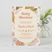 Invitation Bébé Super rétro | Baby shower Floral Boho (Debout devant)
