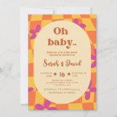 Invitation Bébé super | thème les années 70| Baby shower Flor (Devant)