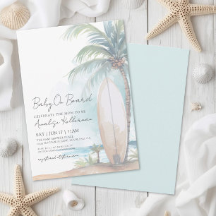 Invitation Bébé Surfe sur la Plage à Bord Cadeau de Naissance