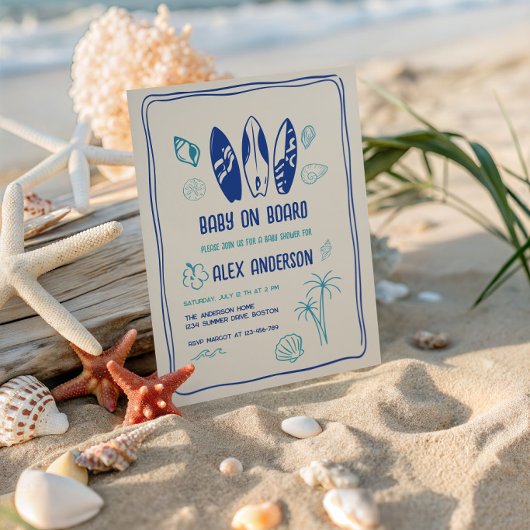 Invitation Bébé surfeur, Bébé de la plage à bord Douche