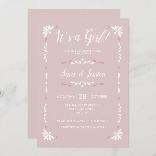 Invitation Bébé Talavera Mexicaine (Devant / Derrière)