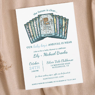 Invitation Bébé Tarot Empereur Garçon Céleste Baby Shower