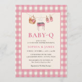 Invitation Bébé tout compris Q Rose Gingham Grill (Devant)