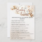 Invitation BÉBÉ TRIVIA & RÉPONSES Baby shower Jeu mignon Ours (Devant)