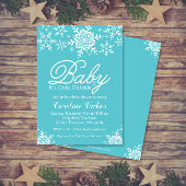 Invitation Bébé Turquoise Son Baby shower Froid Hiver Extérie