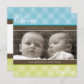 Invitation BÉBÉ TWINS : harmony 3SQ (Devant / Derrière)