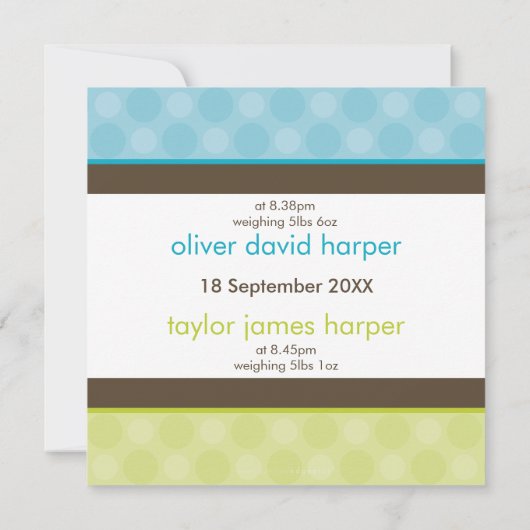 Invitation BÉBÉ TWINS : harmony 3SQ (Dos)