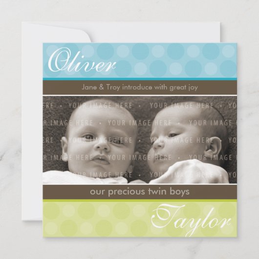 Invitation BÉBÉ TWINS : harmony 3SQ (Devant)