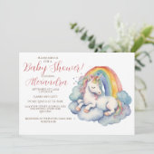 Invitation Bébé Unicorn Baby shower fille (Debout devant)
