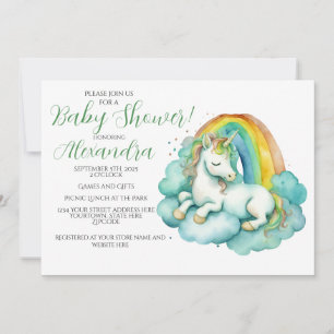 Invitation Bébé Unicorn Baby shower neutre de genre