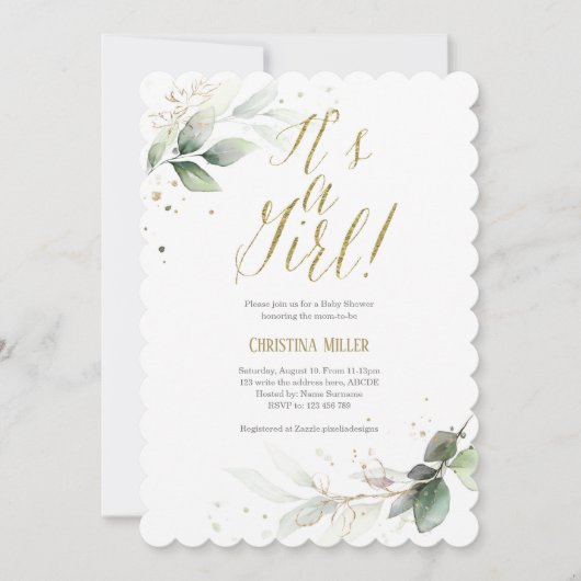 Invitation Bébé verdoyant Douche, Moderne, Aquarelle (Devant)