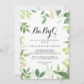 Invitation Bébé vert Botanique Baby shower Barbecue (Devant)