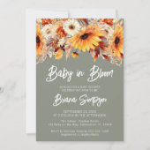 Invitation Bébé vert en fleurs Fête de bébé automnale florale (Devant)