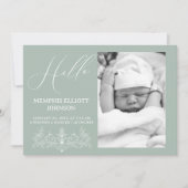 Invitation Bébé Vert Floral Timeless Vintage (Devant)