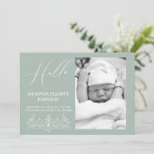 Invitation Bébé Vert Floral Timeless Vintage (Debout devant)