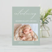 Invitation Bébé Vert Floral Timeless Vintage (Debout devant)
