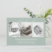 Invitation Bébé Vert Floral Timeless Vintage (Debout devant)