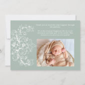 Invitation Bébé Vert Floral Timeless Vintage (Dos)
