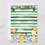 Invitation Bébé vert Garçon Safari Animaux Baby shower (Dos)