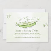 Invitation Bébé vert mignon jumeaux Botanique Deux pois dans  (Devant)