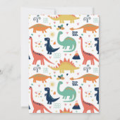 Invitation Bébé vert mignon orange Baby shower garçon Dinosau (Dos)