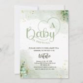 Invitation bébé vert sauge brasse baby shower de verdure (Devant)
