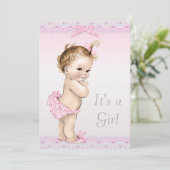 Invitation Bébé Vintage Douche Faux Lace, Vaches (Debout devant)