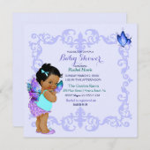 Invitation Bébé Vintage du papillon afro-américain (Devant / Derrière)