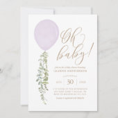Invitation Bébé violet Baby shower d'Eucalyptus (Devant)