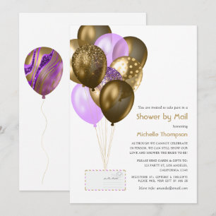 Invitation Bébé Violet et Or ou Baby Shower par la Poste