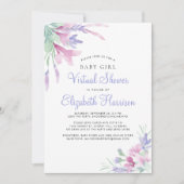 Invitation Bébé virtuel Douche Floral Purple Aquarelle (Devant)