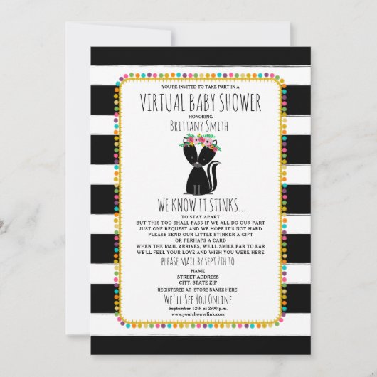 Invitation Bébé virtuel Douche sociale en perte de vitesse (Devant)