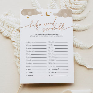 Invitation Bébé Word Scramble Star Baby shower Jeu