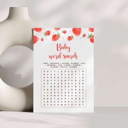 Invitation Bébé Word Search Jeu, Berry Sweet Baby shower