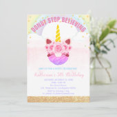 Invitation Bébée fille Unicorn Ne croyez plus à l'anniversair (Debout devant)