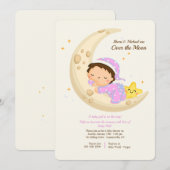 Invitation Bébée sur le Baby shower de la Lune (Devant / Derrière)