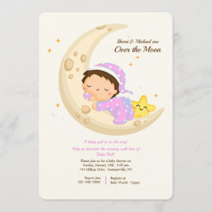 Invitation Bébée sur le Baby shower de la Lune
