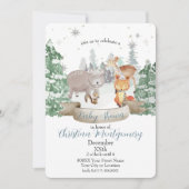 Invitation Bébés animaux dans une forêt d'hiver blanche (Devant)