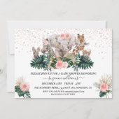 Invitation Bébés Animaux de Safari Douche Rose Jungle (Devant)