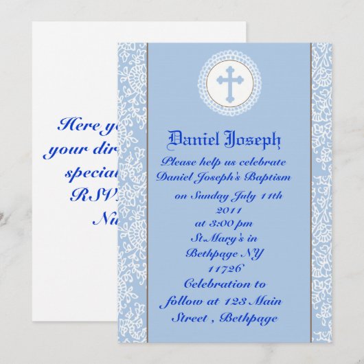 Invitation Bébés Baptême/Christening (Devant / Derrière)